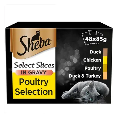 Sheba Select Slices Cat Pouches Poultry Collection In Gravy 12x85g (Pack of 4)