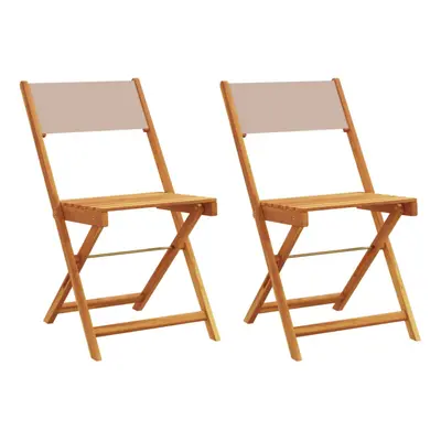 (taupe) vidaXL Bistro Chairs Outdoor Chair Dining Chair Solid Wood Acacia and Fabric