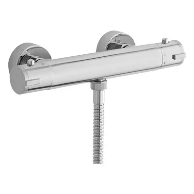 Contemporary Round Minimalist Thermostatic Shower Bar Valve (1 Outlet) - Chrome - Balterley