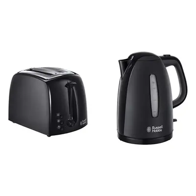 Russell Hobbs Textures 2-Slice Toaster - Black and Russell Hobbs Textures Plastic Kettle 21271, 