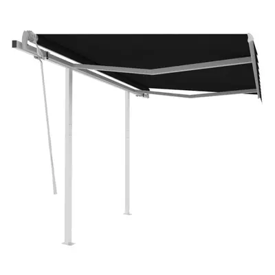 vidaXL Manual Retractable Awning with Posts 3x2.5 m Anthracite Outdoor Patio