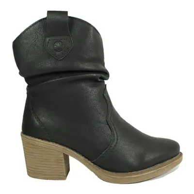 (6 (Adults')) Y1284-00 | Black | Women's Western Style Heeled Ankle Boots