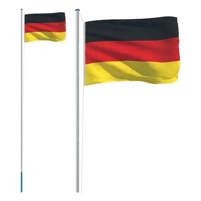 vidaXL Germany Flag and Pole 6.23 m Aluminium Outdoor Garden Camper Flag Pole