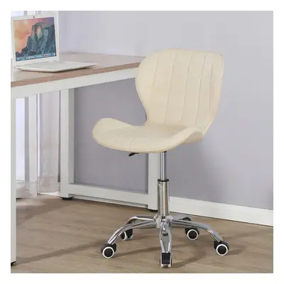 (Milky White) Charles Jacobs Adjustable Swivel Chair | Office Chair With Chrome Wheels