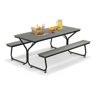 8-Person Picnic Table & Bench Set Outdoor Camping Table Chair W/Umbrella Hole