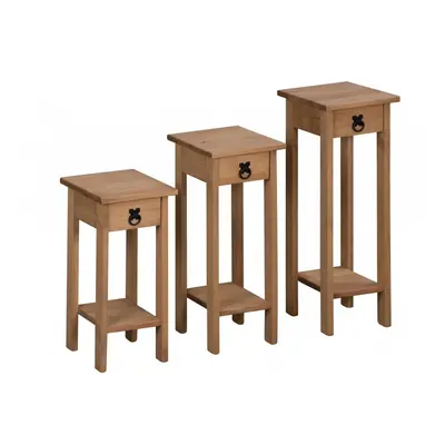 Corona Set of Plant Stands Side Tables Sloid Wood Pine Furniture