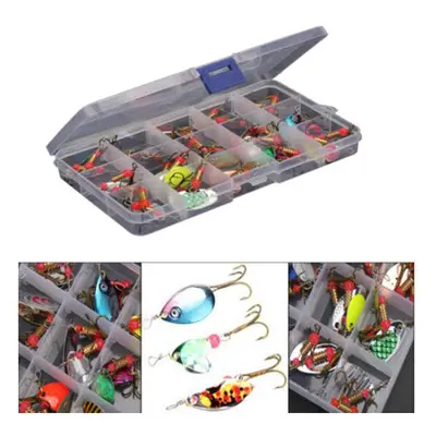 30pcs/lot Colorful Tront Spoon Metal Fishing Lure Spinner Bait Bass Tackle With Box