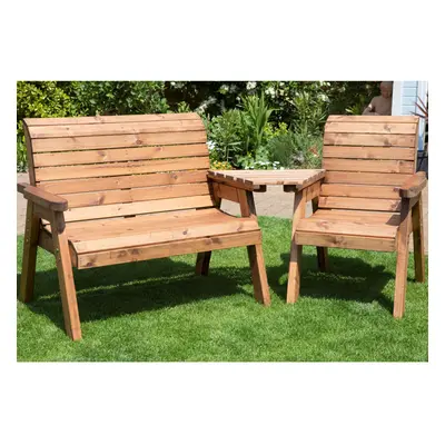 Hand Made Seater Chunky Rustic Wooden Garden Furniture Companion Set with tray