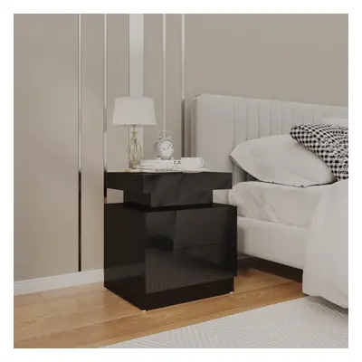 vidaXL Bedside Cabinet High Gloss Black Chipboard Telephone Stand Furniture