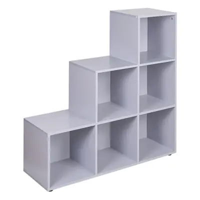 (Grey) Cube Step Storage Unit Shelf Organiser Bookcase