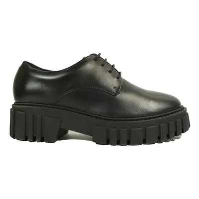 (6 (Adults')) Page Walk | Black Leather | Women's Chunky Lace Up Shoes