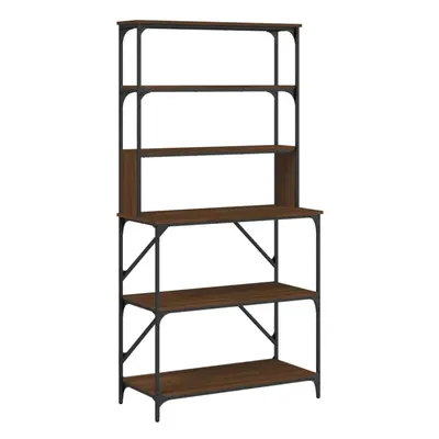 (brown oak) vidaXL Baker's Rack Kitchen Unit Microwave Stand 6-Tier Rack Engineered Wood