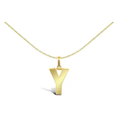 Jewelco London Solid 9ct Yellow Gold Polished Block Identity Initial Charm Pendant Letter Y - JI