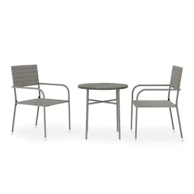 (grey) vidaXL Garden Dining Set Piece Poly Rattan Outdoor Furniture Black/Grey