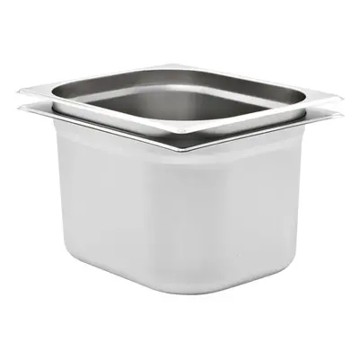 vidaXL 2x Gastronorm Containers GN 1/2 200mm Stainless Steel Stackable Tray