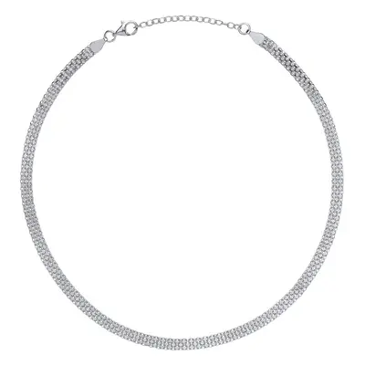 Jewelco London Ladies Sterling Silver Bismark Flat Cage Choker Collarette Necklace 5mm 14-16" - 