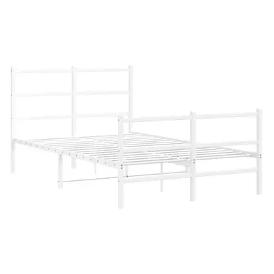 vidaXL Metal Bed Frame with Headboard and Footboard Bed BaseÃÂ White 120x200 cm