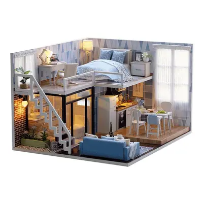 Blue Time DIY House With Furniture Music Light Cover Miniature Model Gift Decor