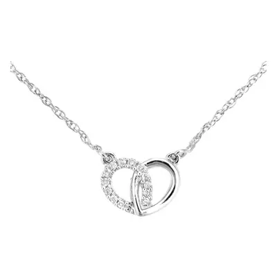 Jewelco London 9ct White Gold Round 5pts Diamond Heart Infinity Charm Necklace inch 46cm - PP0AX