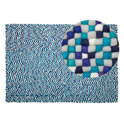 Felt Ball Rug x cm Multicolour Blue AMDO