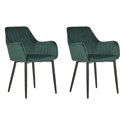 Set of Dining Chairs WELLSTON Velvet Dark Green