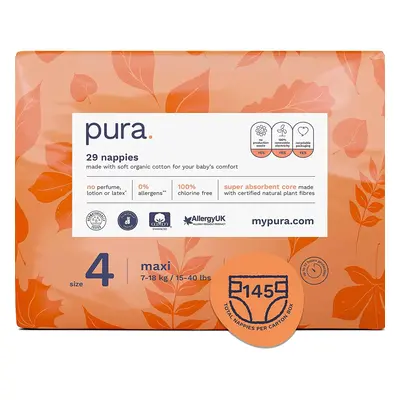 Pura Premium Eco Baby Nappies, Size 4, Pack of