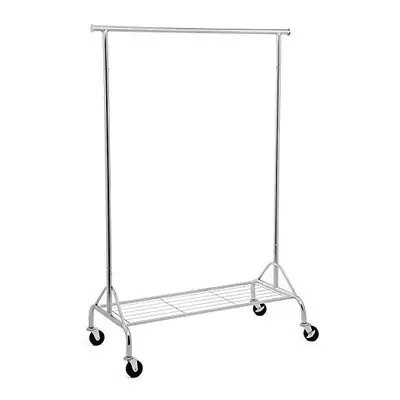 SONGMICS Heavy Duty Metal Clothes Rail with Shoes Shelf, maximum load of kg, Chrome HSR02S