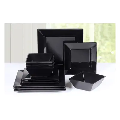 12Pc Soho Black Square Dinner Set