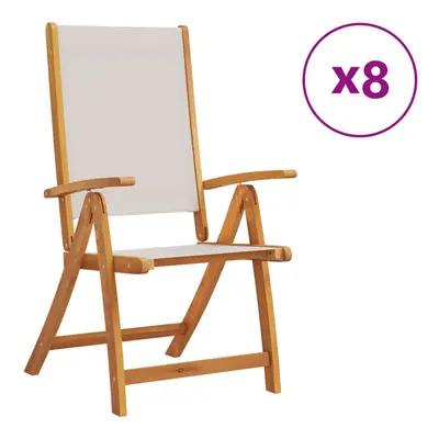 (grey, pcs) vidaXL Folding Garden Chairs Dining Chair Solid Wood Acacia and Textilene