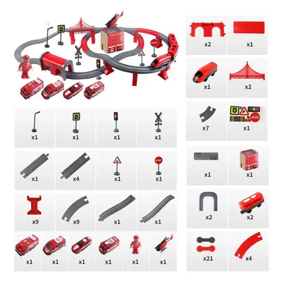 (red) 66/92 Pcs Multi-style DIY Assembly Track Train Increase Parent-child Interaction Toy Set w