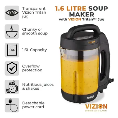 Tower T12067 Vison Soup Maker, Stainless Steel, 1.6L