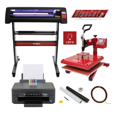 38cm Swing Heat Press, LED Vinyl Cutter, Epson Printer & Weeding Kit