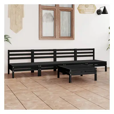 vidaXL Solid Pinewood Garden Lounge Set Piece Black Outdoor Seating Sofa