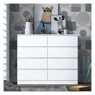 (Matt White) Drawer Chest Of Drawers Bedroom Storage Dresser