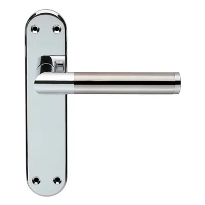 Round Bar Lever on Latch Backplate Door Handle x 40mm Chrome & Nickel