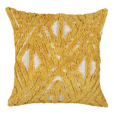 Tufted Cotton Cushion Geometric Pattern x cm Yellow ALCEA