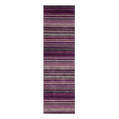 (BERRY, Runner: x cm) Modern Multi Coloured 100% Wool Rugs Stripe Line Design Small Extra Large 