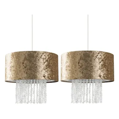 Pair of Gold Ceiling Pendant Droplets Shade