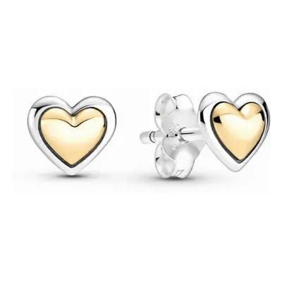 Domed Golden Heart Stud Earrings For Womens Christmas Jewelry Gift Ears Accessories