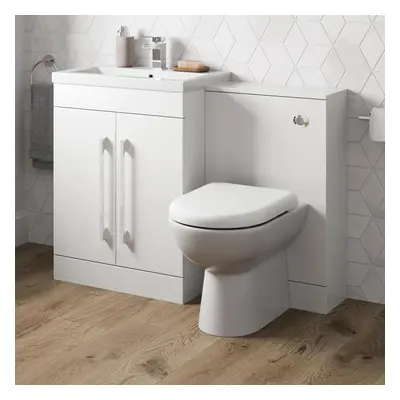 600mm Bathroom Vanity Unit Basin Concealed Cistern Toilet WC Gloss White Modern