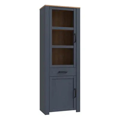 Bohol Narrow Display Cabinet in Riviera Oak/Navy