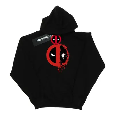 (M, Black) Deadpool Mens Paint Splatter Logo Hoodie