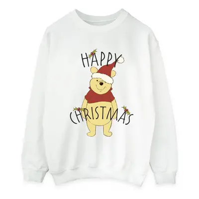 (3XL, White) Disney Mens Winnie The Pooh Happy Christmas Holly Sweatshirt