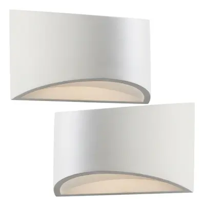 2 PACK 200mm LED Wall Light Warm White Primed White (ready to paint) Curved Lamp