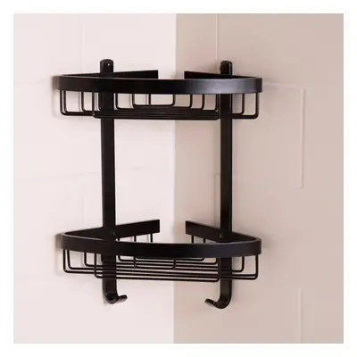 Croydex Bathroom Aluminium Matt Black Corner Tier Shower Caddy Easy Clean Wire