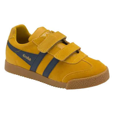 (10K UK, Sun/Navy) Gola Kids Childrens Harrier Strap Hook & Loop Contrast Suede Trainers Sneaker