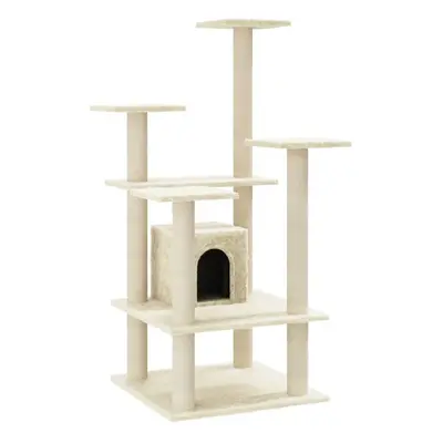 (cream) vidaXL Cat Tree with Sisal Scratching Posts 110cm Cat Play Tower Multi Colours