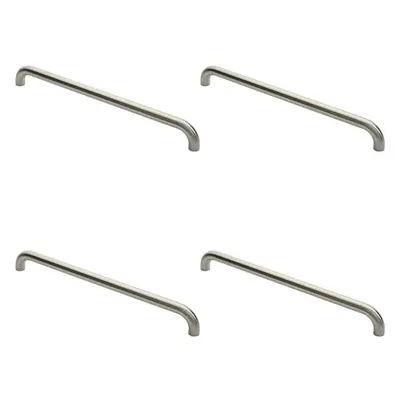 4x Round D Bar Pull Handle x 30mm 600mm Fixing Centres Satin Steel