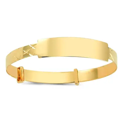 Jewelco London Solid 9ct Yellow Gold Diamond Cut ID 5mm Expanding Baby Bangle Bracelet - JKB079