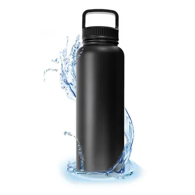 (Black) 1200ML Stainless Steel Water Cup Large Capacity Outdoor Portable Keep Warm Bottle